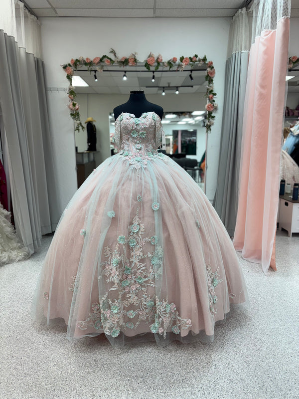 Aqua Blush Bloom 26055 — Pink Quinceañera Dress
