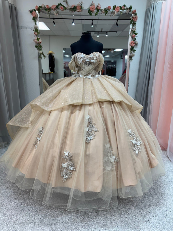 Golden Champagne Grace — Gold Quinceañera Dress