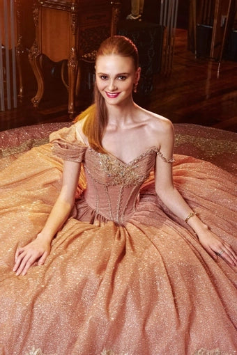 Ragazza EV25 625 — Gold Quinceañera Dress