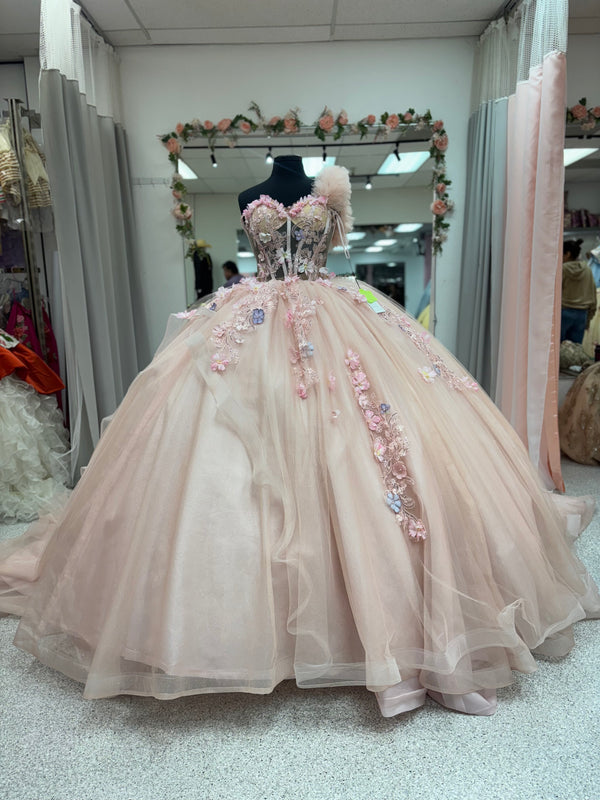 Blush Garden Elegance — Pink Quinceañera Dress
