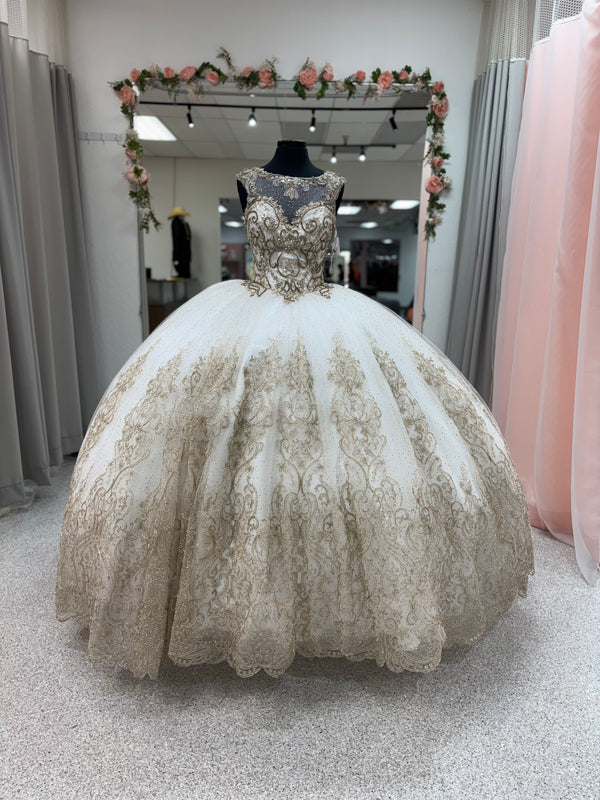 Ivory Gilded Majesty — White Quinceañera Dress