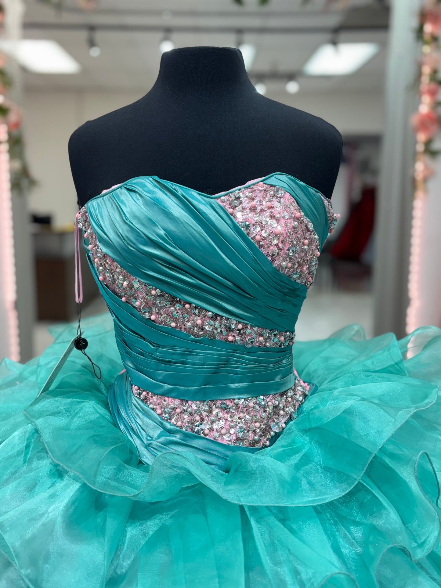 Teal Blush Ruffle Dream