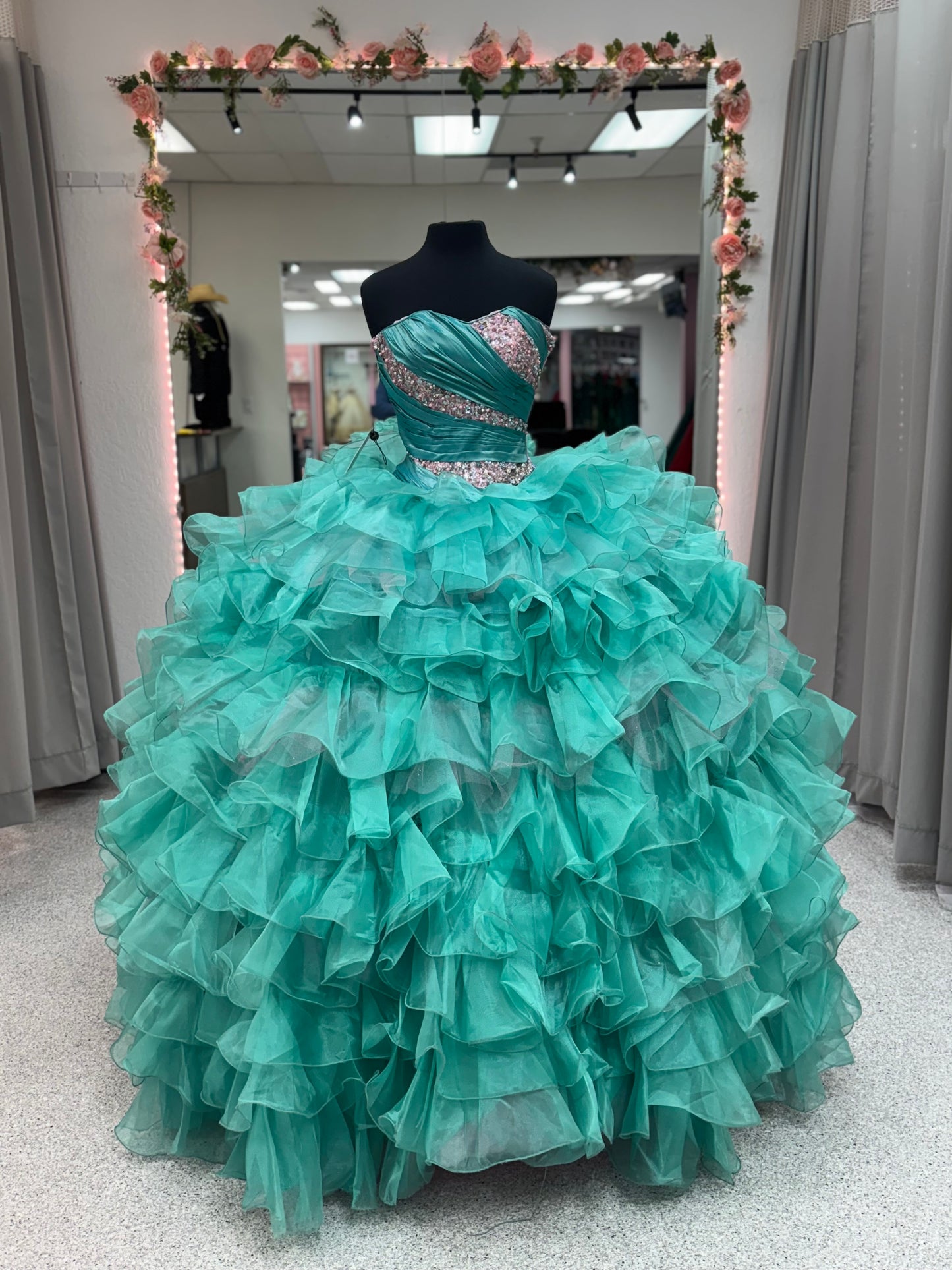 Teal Blush Ruffle Dream
