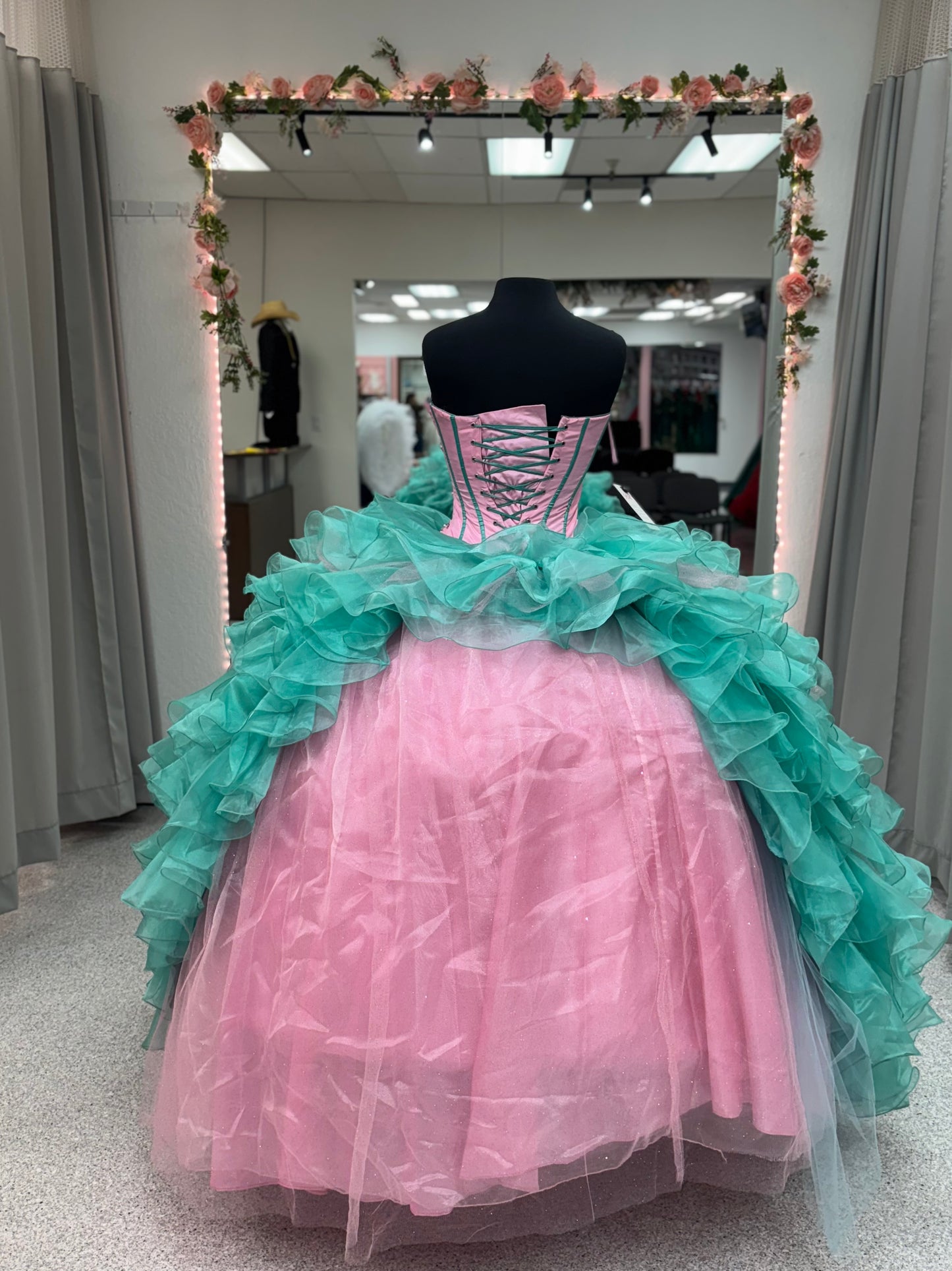 Teal Blush Ruffle Dream