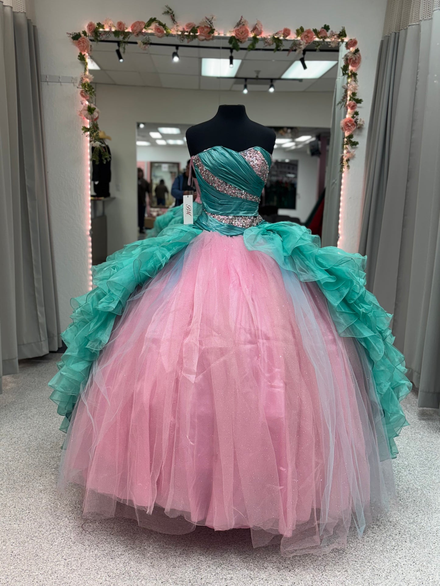 Teal Blush Ruffle Dream