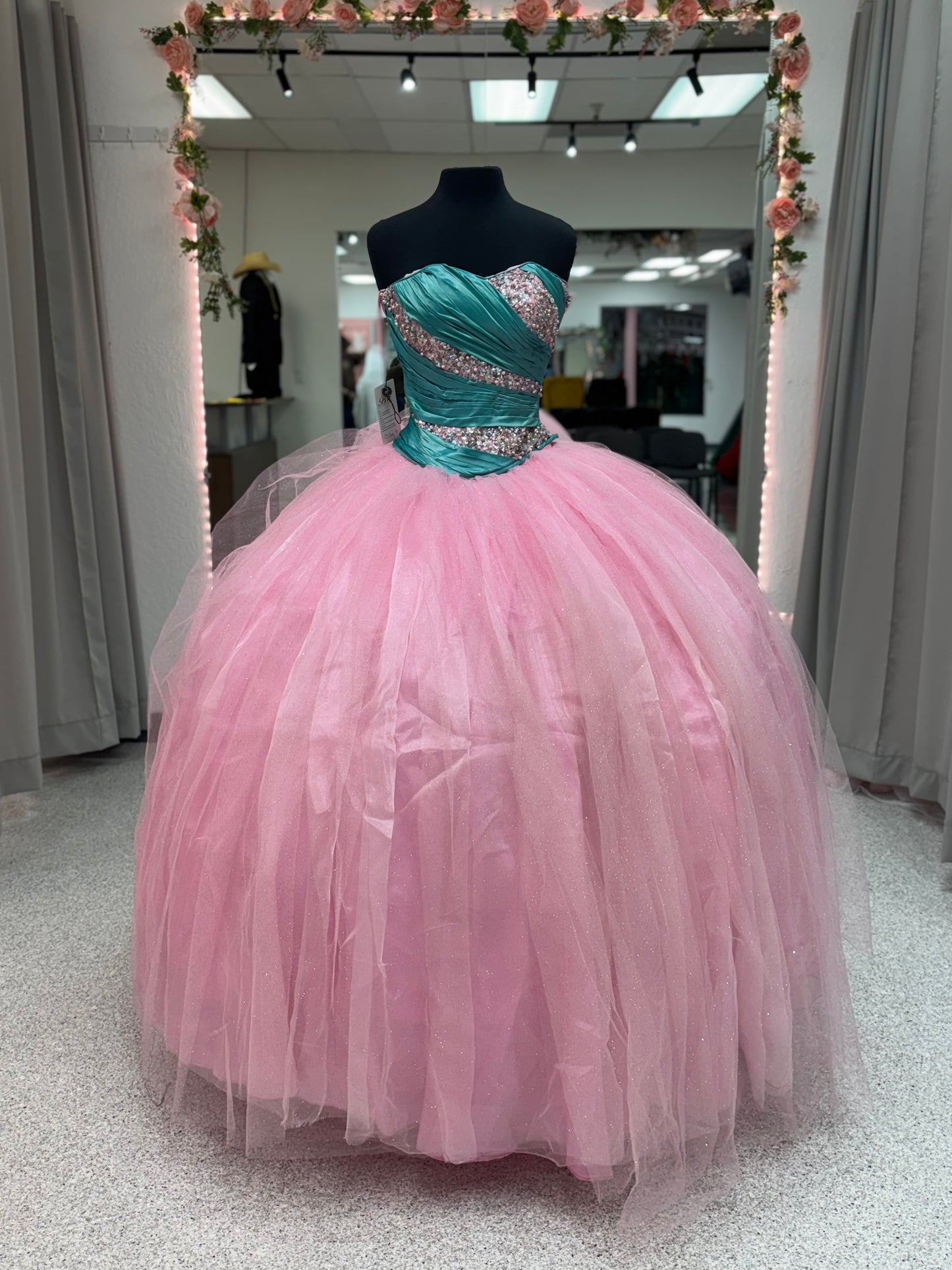 Teal Blush Ruffle Dream