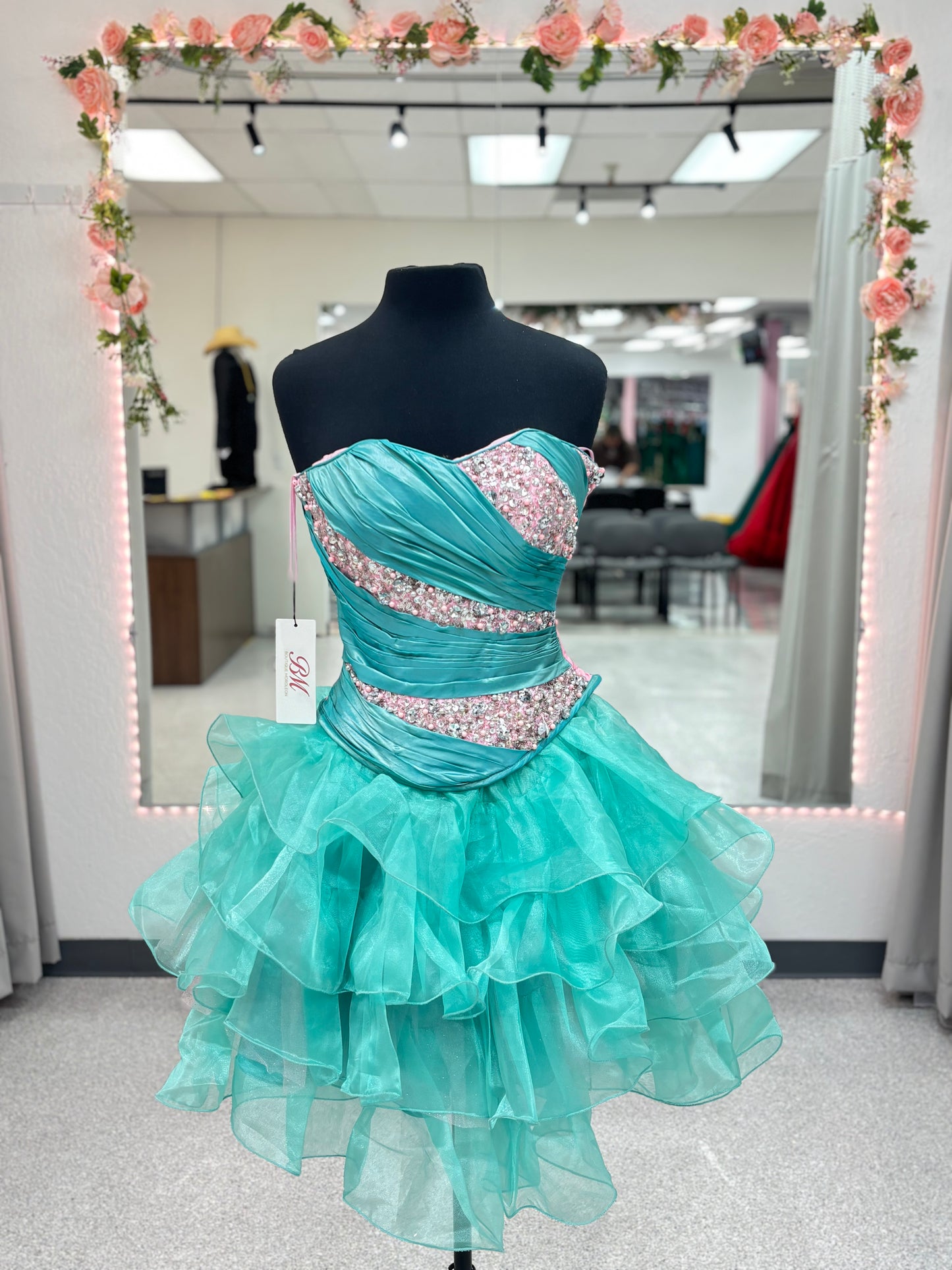 Teal Blush Ruffle Dream